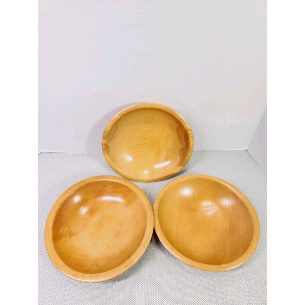 3 Vintage Munising Wooden Bowl Primitive Wood Rustic Farmhouse Boho